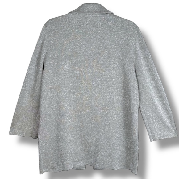 J.Crew 365 Sparkly Sophie Silver Open Front Sweater Blazer Size M - Picture 2 of 10